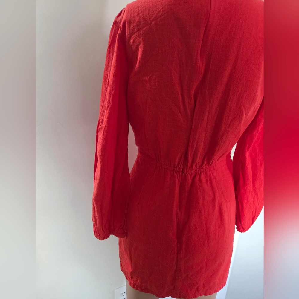 And Now This Orange/Coral Cut Out Mini Dress Size Small Long Sleeve - Picture 9 of 9